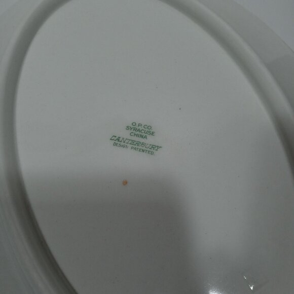 O.P. Co Syracuse China Canterbury Oval Serving Platter Floral Red Trim Vintage - Picture 13 of 13